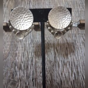 Vtg. Rancho Alegre Signed Miguel Made in Mexico Sterling Silver Clip On Earrings